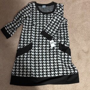 Rabbit Rabbit Rabbit Monochrome Houndstooth Dress